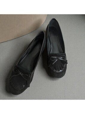 KATE SPADE Black Suede Moccasin Loafers Flats Size 10